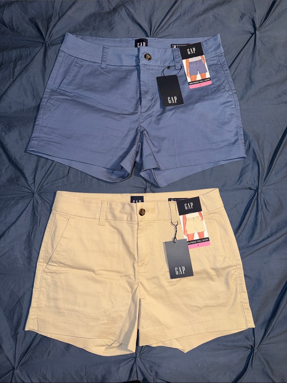 GAP Women's Casual Shorts in Mid Blue and Khaki Tan